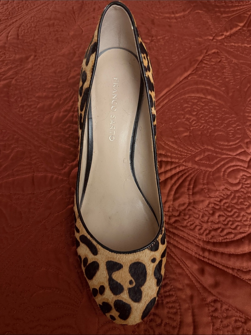Franco Sarto Leopard-Print Pointed Toe Flat - Brown/Black